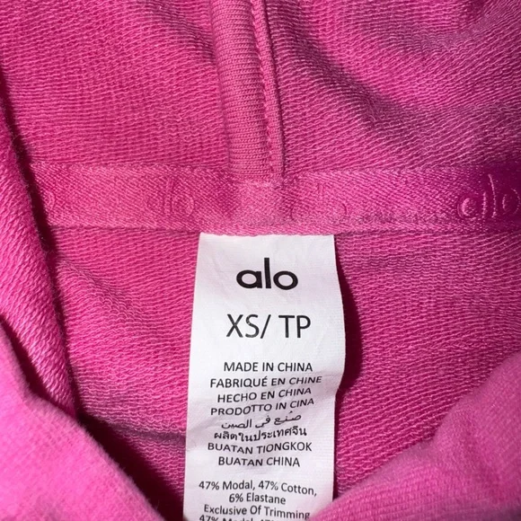 ALO Yoga Cropped Double Take Terry Hoodie in Paradise Pink - Picture 5 of 5